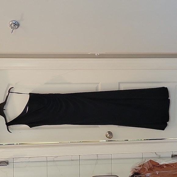 Navy Blue Matte Jersey Gown - Picture 1 of 3